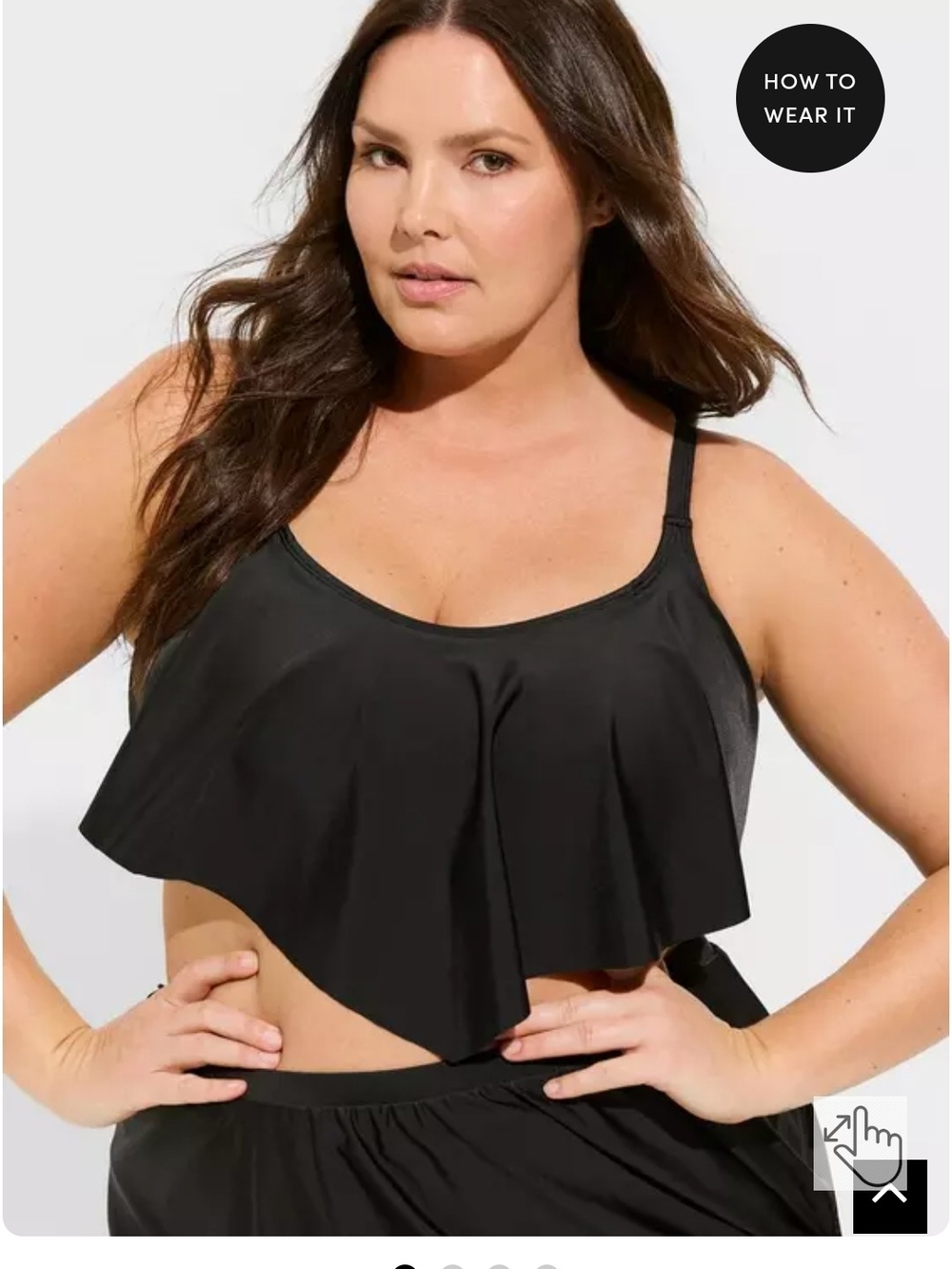 Torrid Black Ruffle Tank Bikini Top